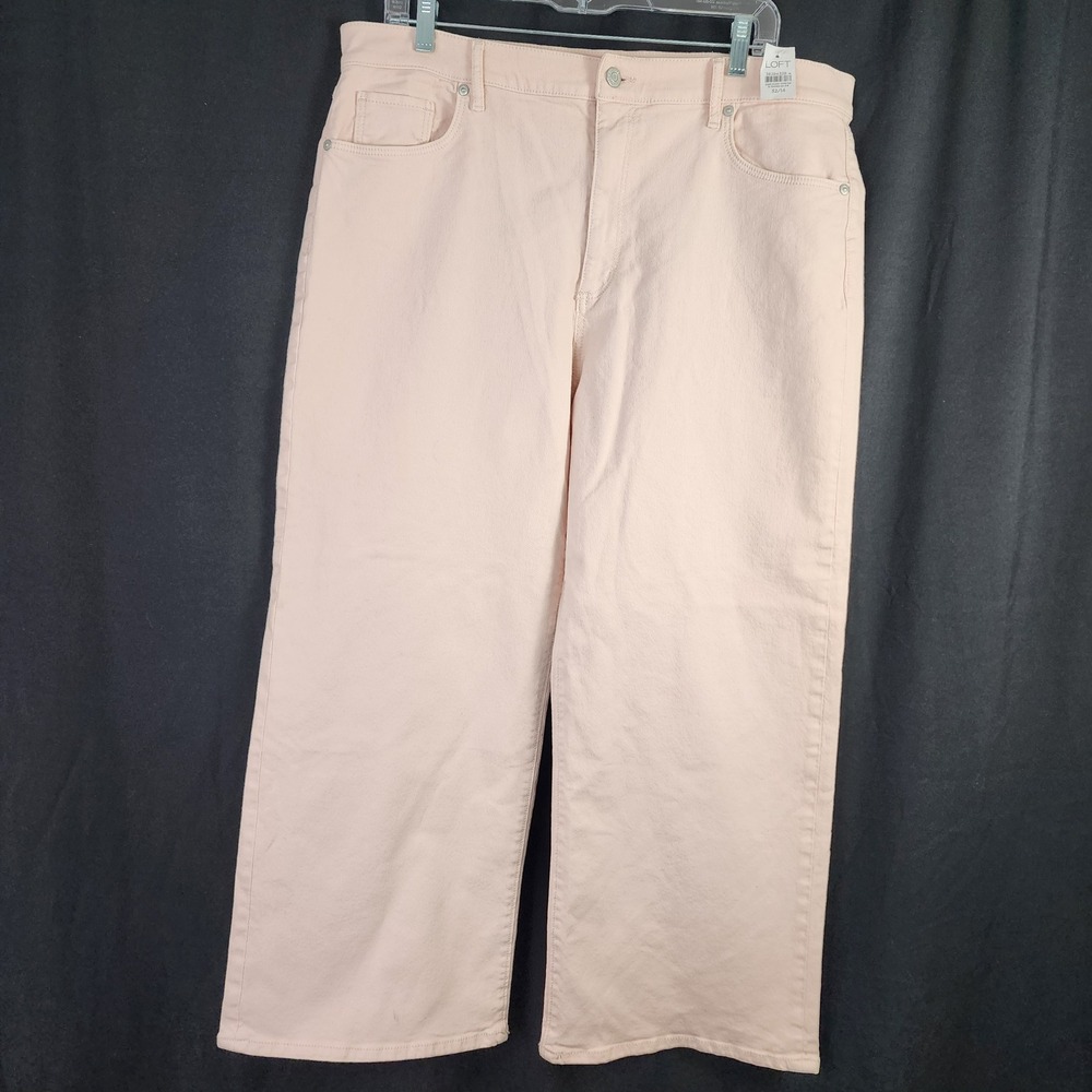 LOFT Women's The Wide Leg Crop High Rise Pants Peach Size‎ 14